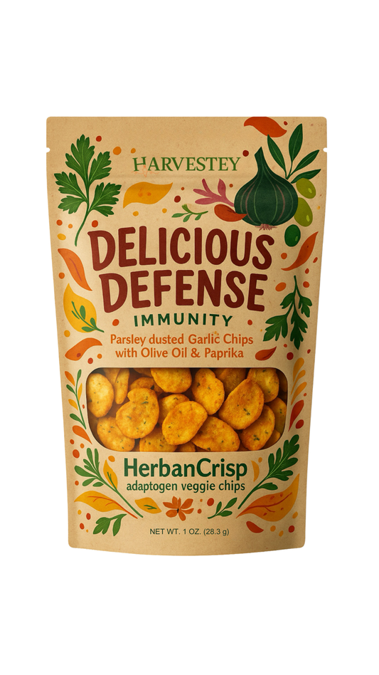 Harvestey HerbanCrisp – Delicious Defense Garlic Chips (Parsley Dusted with Olive Oil & Paprika) | Immunity + Wellness