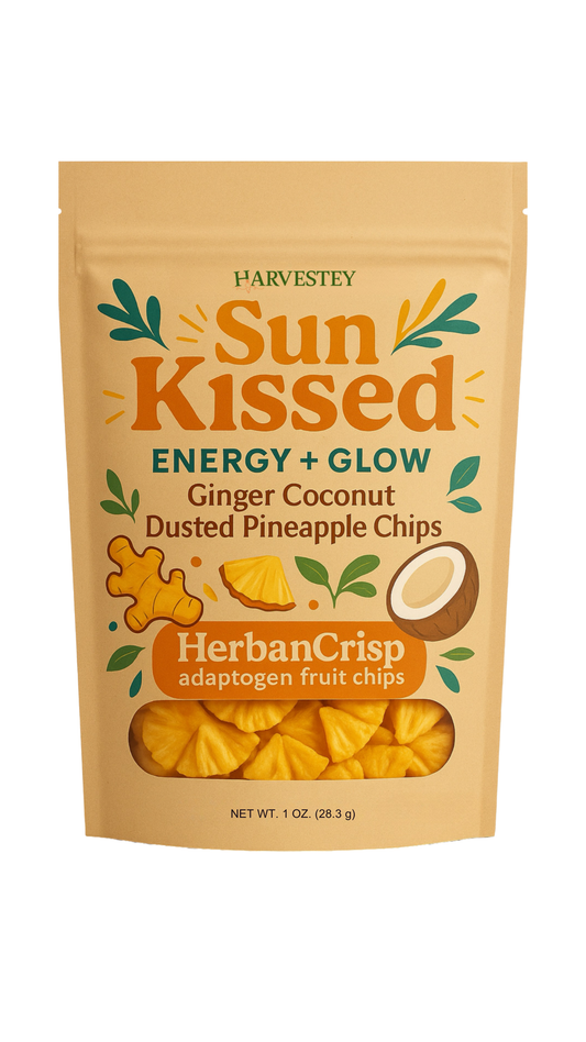 Harvestey HerbanCrisp - Sun Kissed Pineapple Chips (Ginger + Coconut Milk Dusted) | Energy + Glow